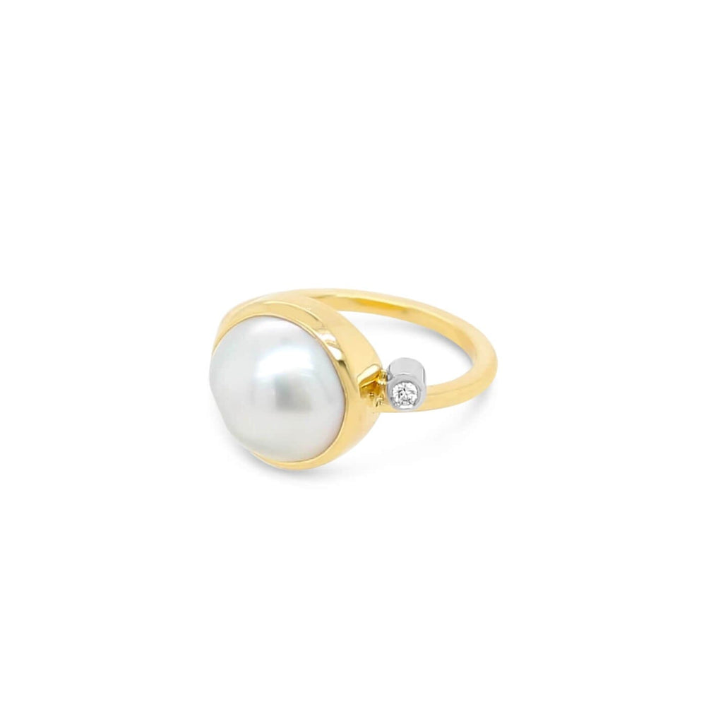 Elevate your style with our exquisite Keshi Pearl Ring in Gold, adorned with a sparkling diamond. Shop now at Latitude Jewellers
