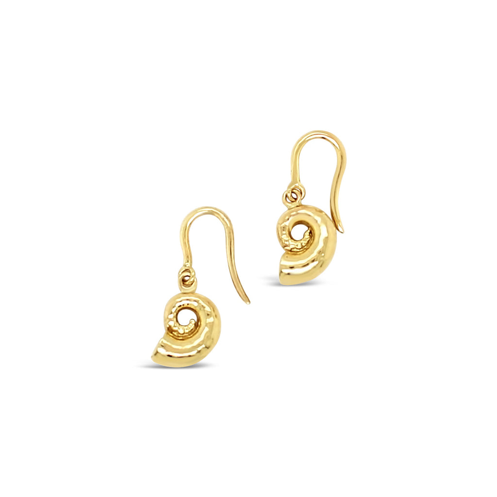 Elevate your style with these stunning Spiral Shell Earrings in 9ct Yellow Gold from Latitude Jewellers.