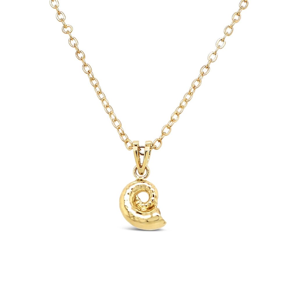 Elevate your style with our exquisite Spiral Shell Pendant in 9ct Yellow Gold. Shop now and make a statement with this stunning piece of jewelry.