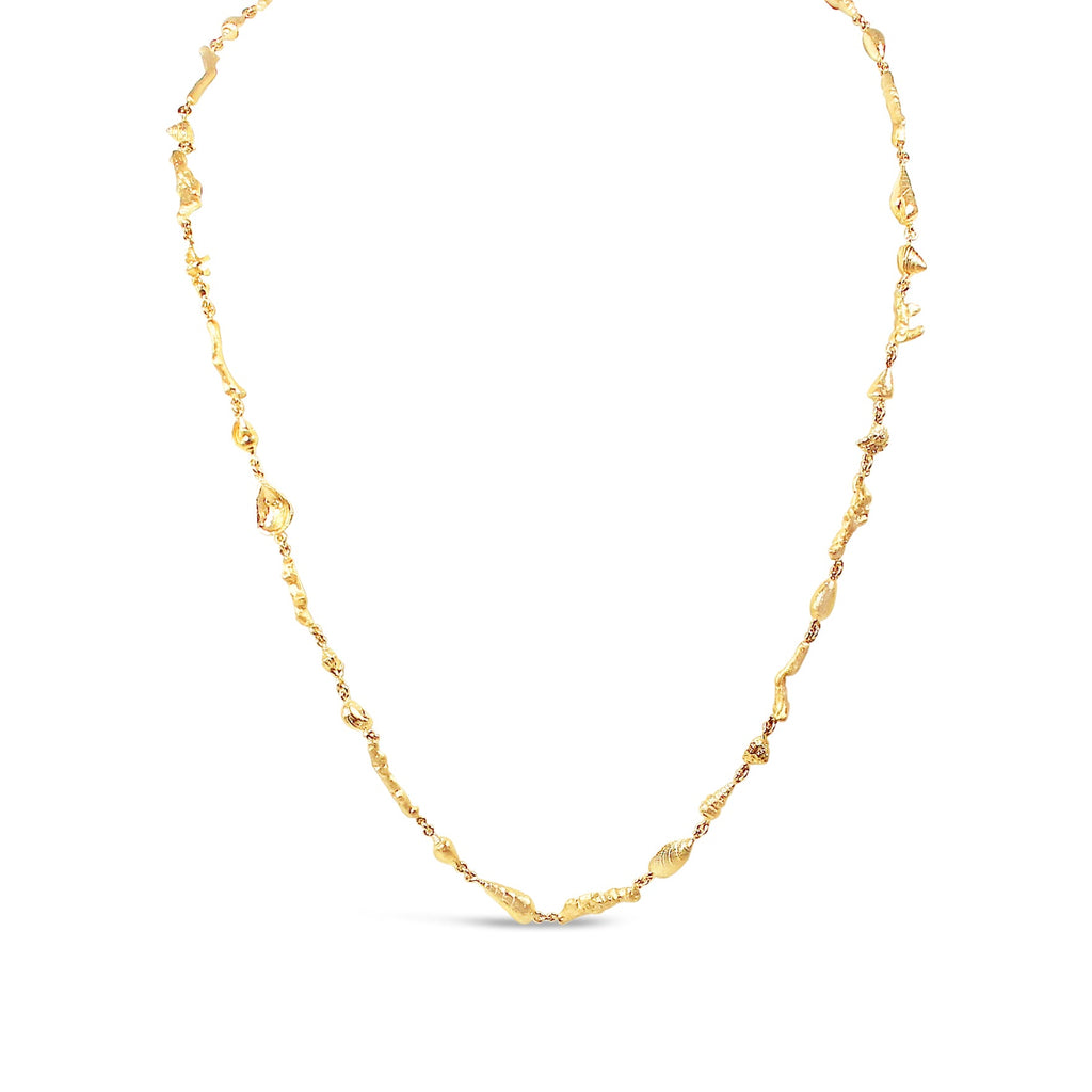 Shell and Coral Continuous Necklet in 9ct Yellow Gold