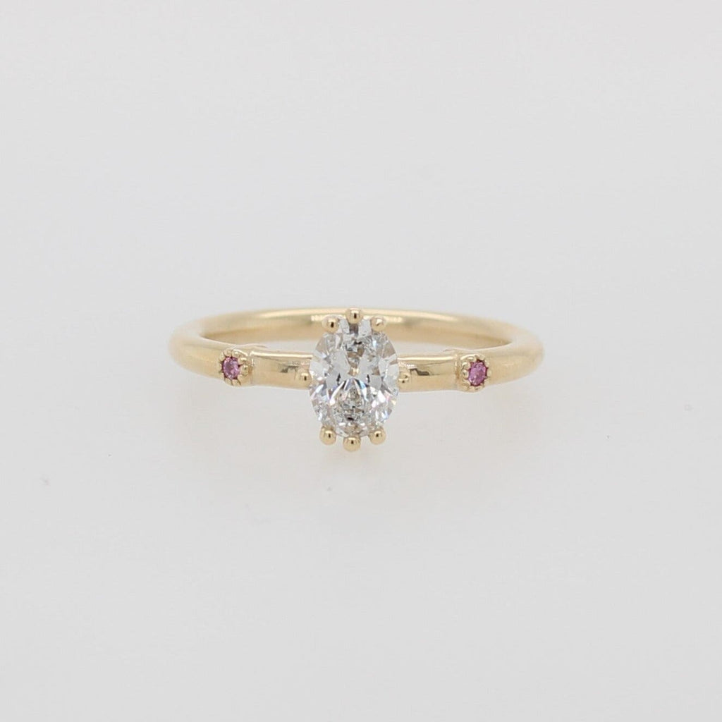 Oval Lustre Ring - 9ct Yellow Gold Ring with Pink Diamond by OLYV
