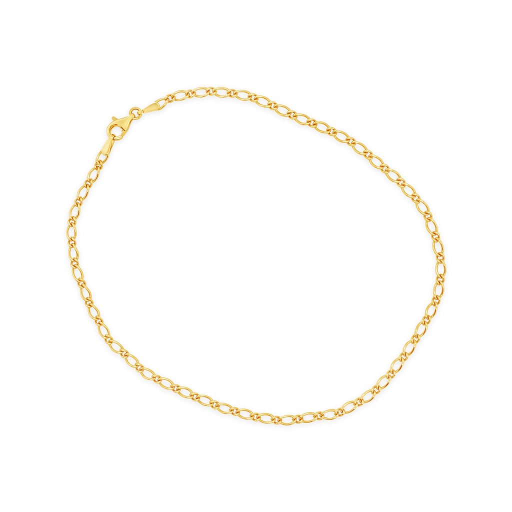 9ct Yellow Gold Figaro Link Anklet