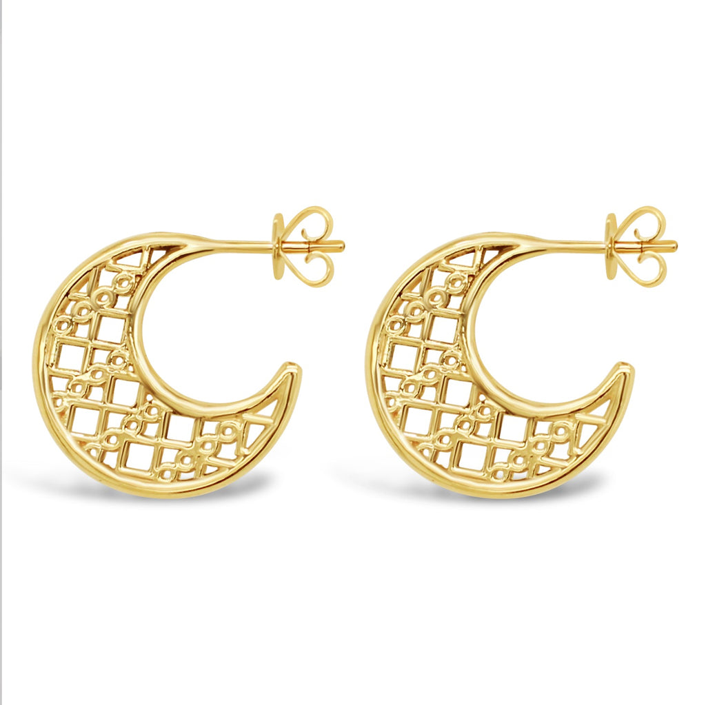 Shop now for the perfect accessory - 9ct yellow gold half-moon Moroccan earrings at Latitude Jewellers.