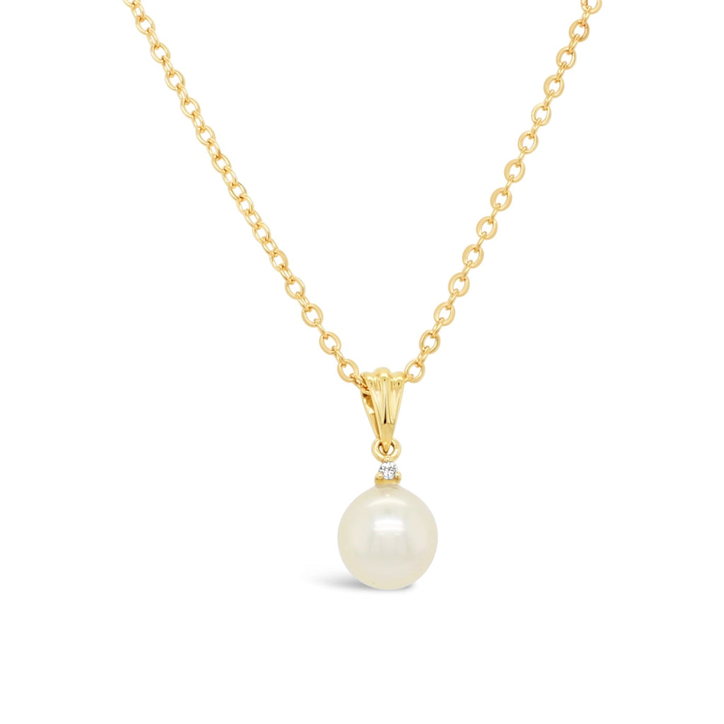 9ct Yellow Gold Pendant featuring Abrolhos Island Akoya Pearl and Diamond