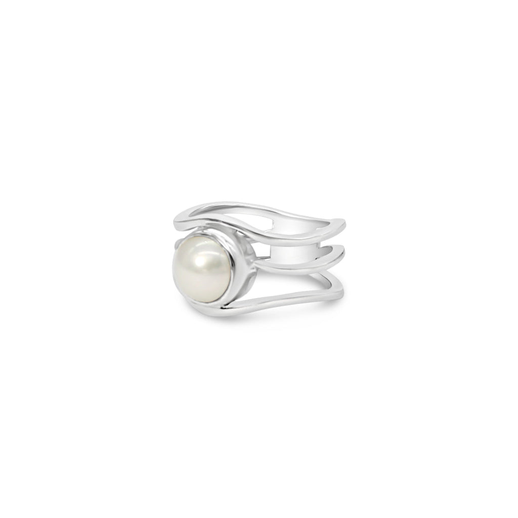 Indulge in the timeless beauty of our Slim Lexi Sterling Silver Ring, enhanced with a captivating South Sea Pearl. Shop now at Latitude Jewellers for a touch of sophistication.