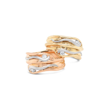 Oily Calm Swirl Ring with Diamonds