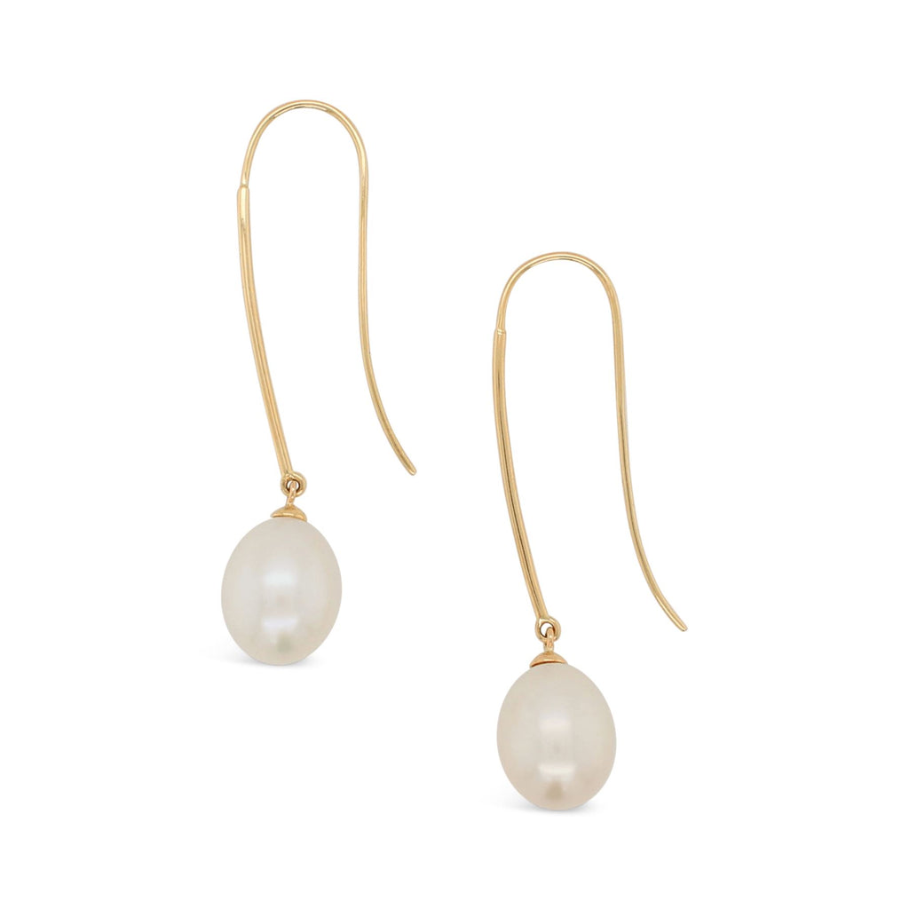 Long Freshwater Pearl Earrings Yellow and Rose Gold and Silver versions