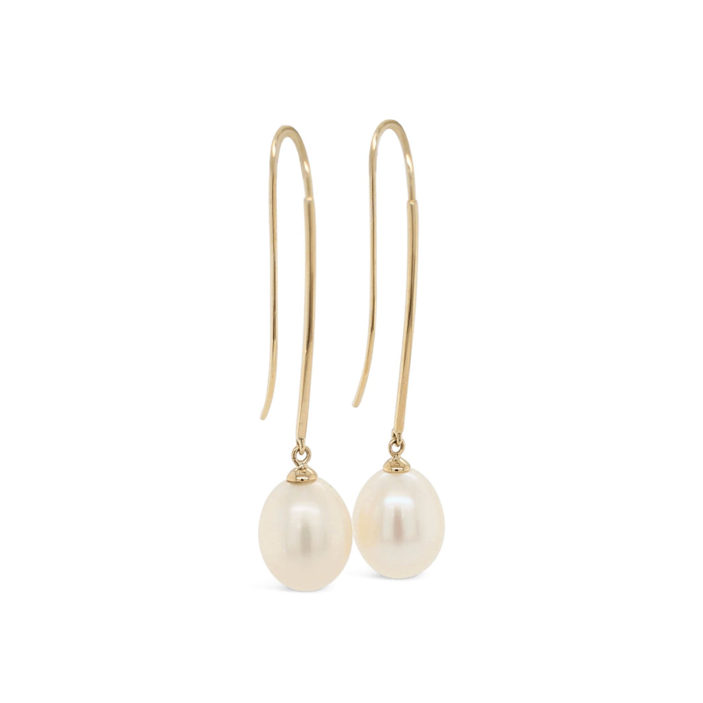 Long Freshwater Pearl Earrings Yellow and Rose Gold and Silver versions