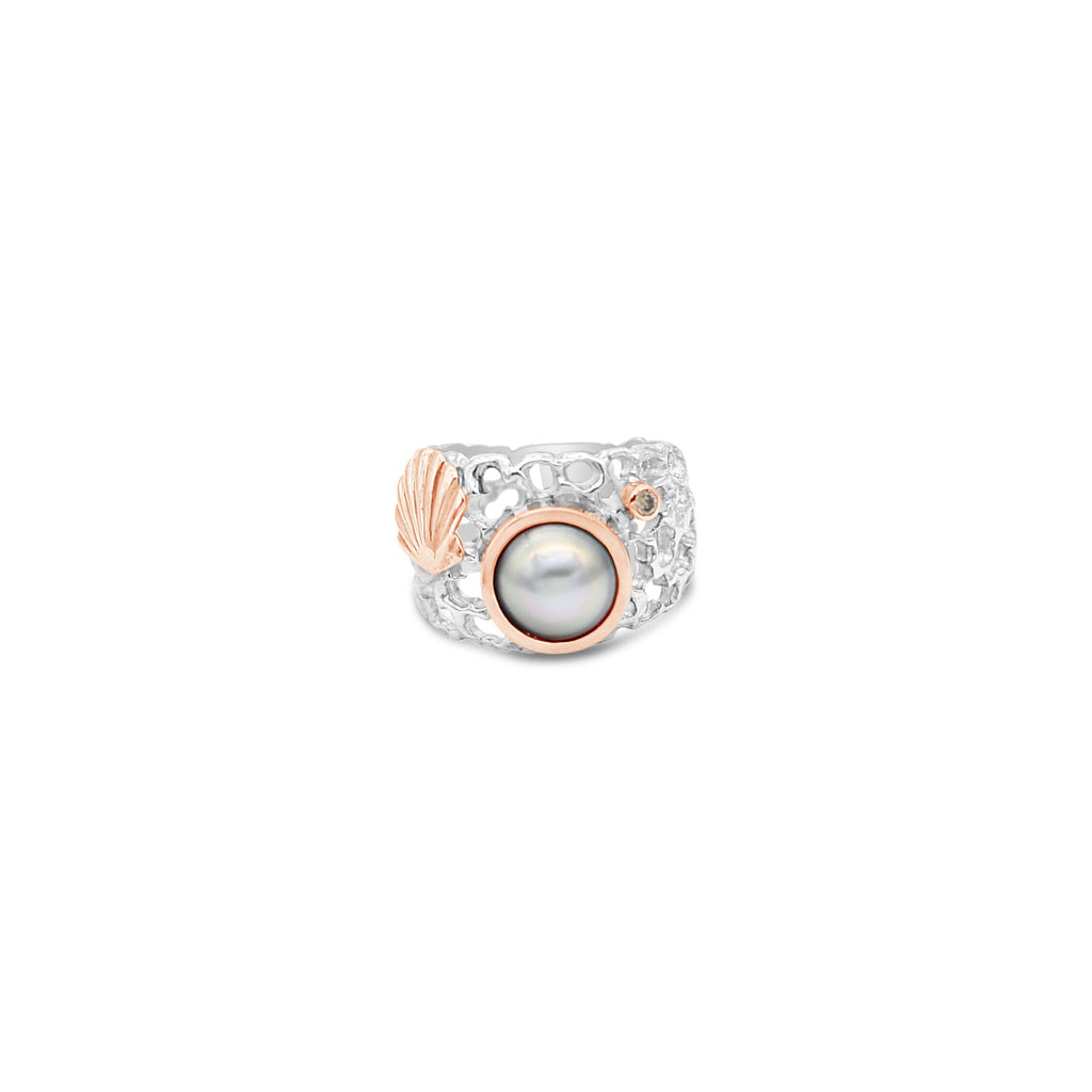 Coral Coastline Ring - Abrolhos Pearl and Champagne Diamond Ring