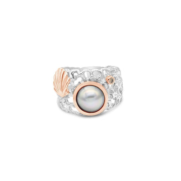 Coral Coastline Ring - Abrolhos Pearl and Champagne Diamond Ring