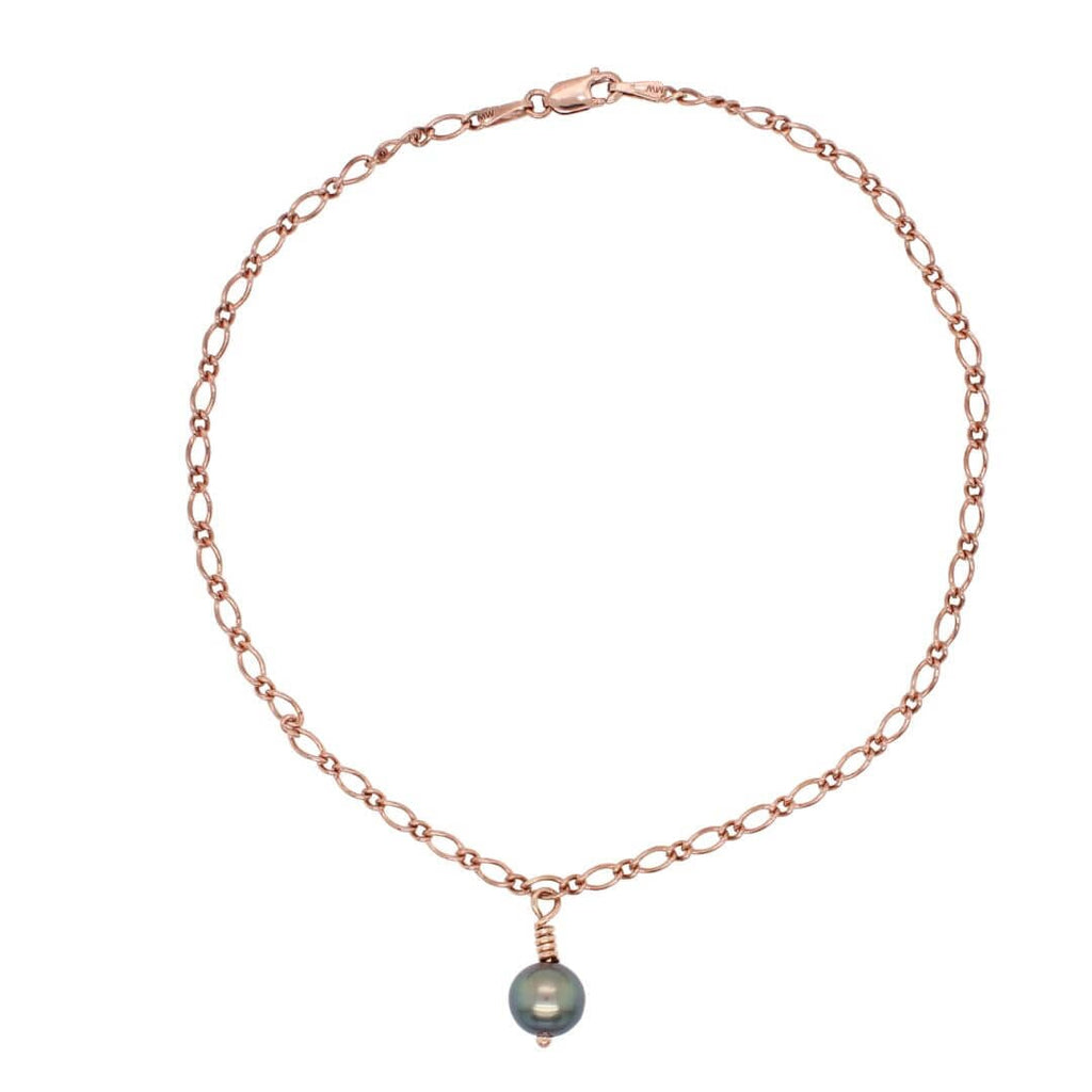 Figaro Anklet with Black Pearl