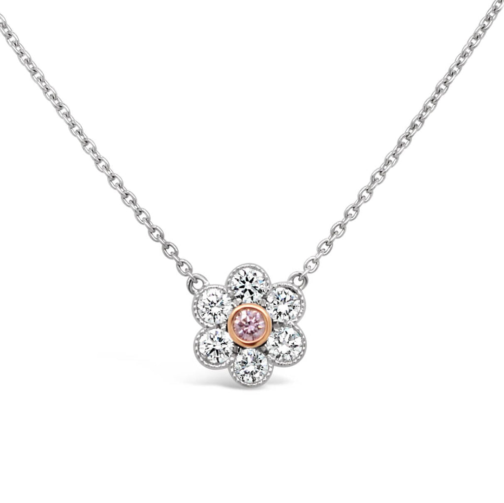 Pink and White Diamond Flower pendant