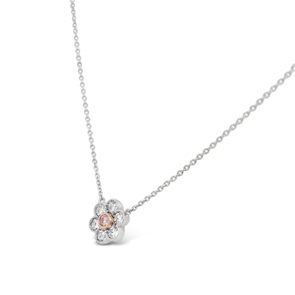 Pink and White Diamond Flower pendant