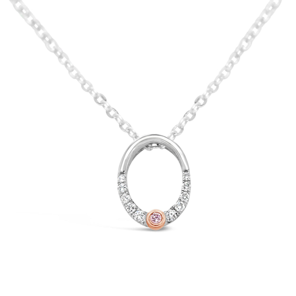 Pink and White Diamond Oval Pendant