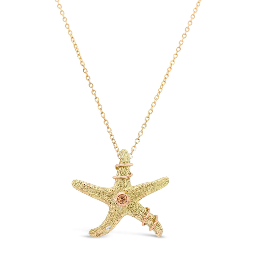 Elevate your style with our Abrolhos Starfish Pendant, featuring a stunning champagne diamond and rose gold design.