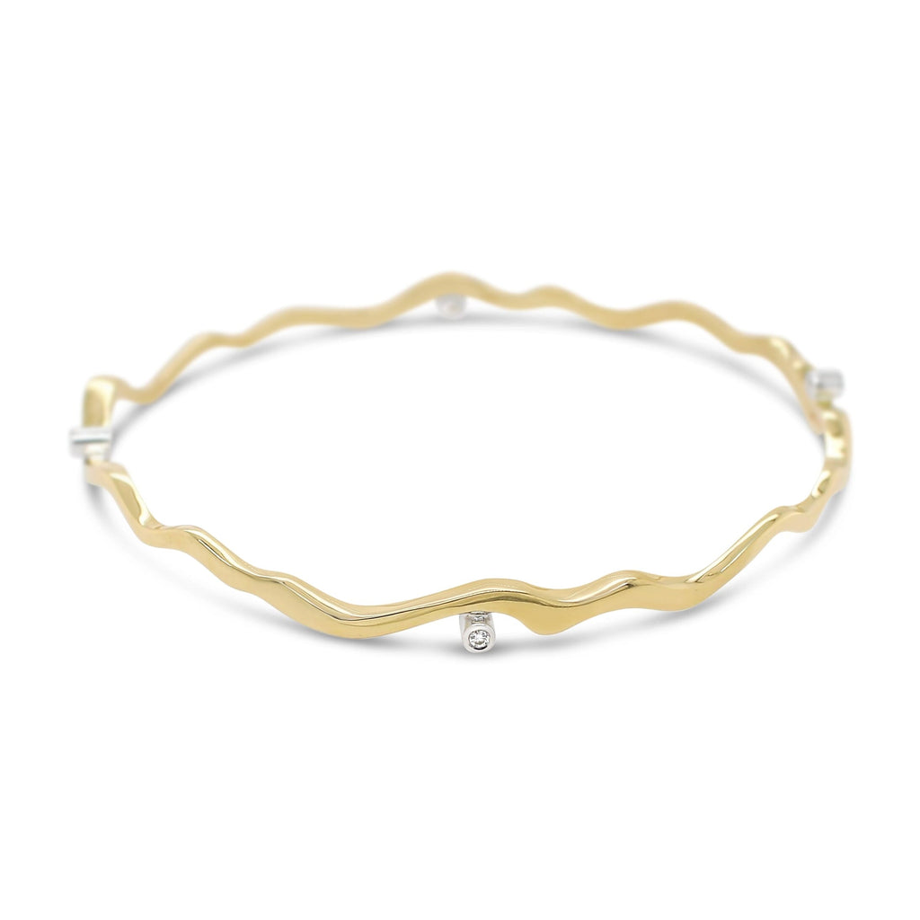 Island Bound Wave Bangle with Diamonds