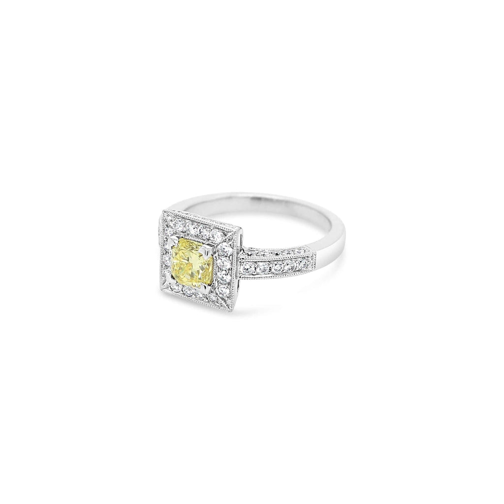 Sunshine Halo Yellow Diamond Ring