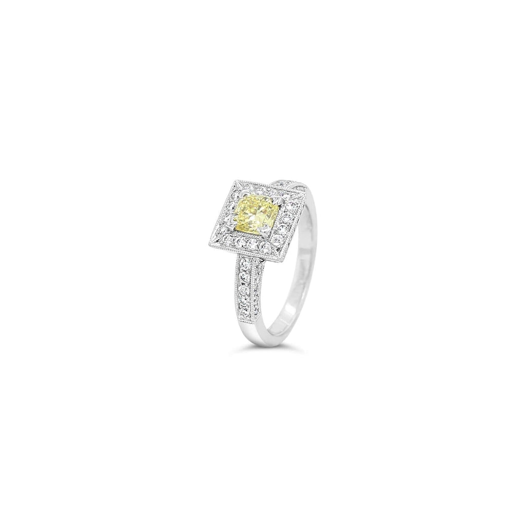 Sunshine Halo Yellow Diamond Ring