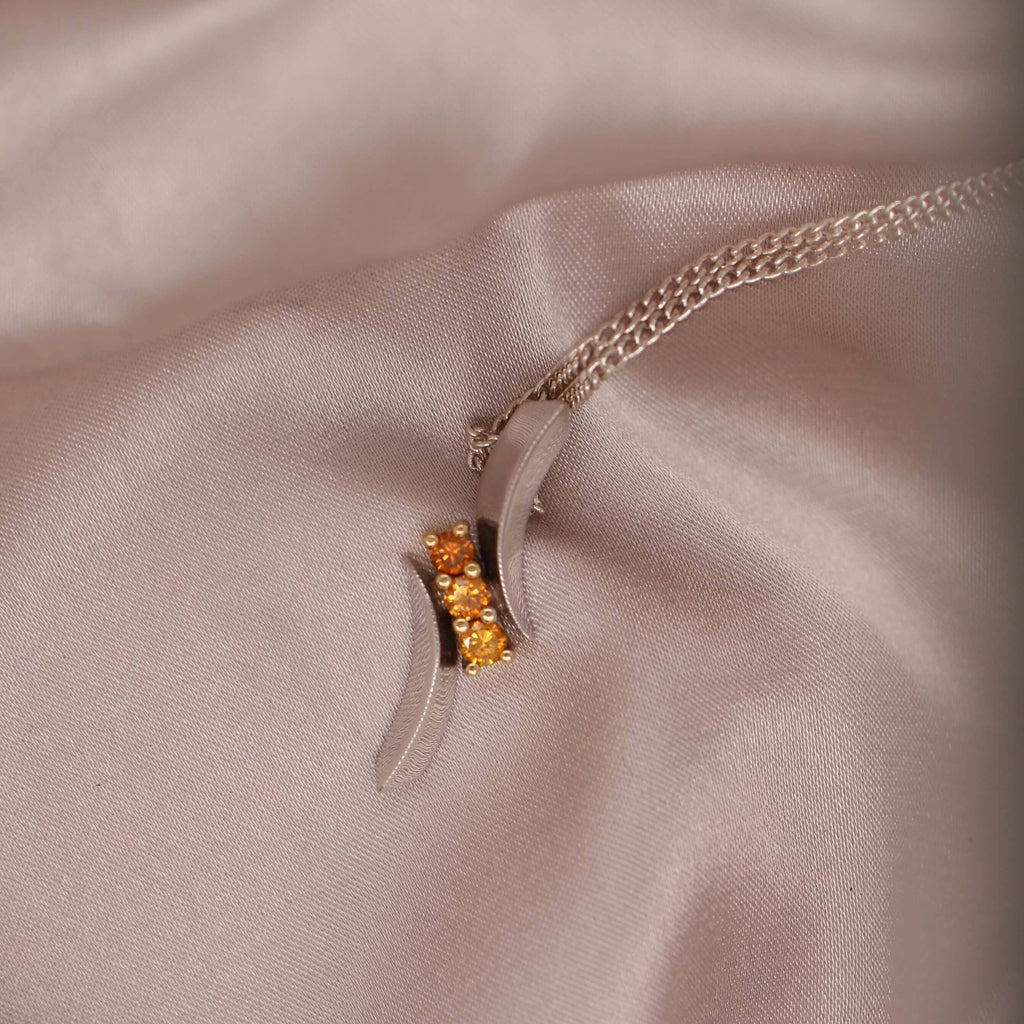 Gold Pendant with Orange Diamonds 18CT