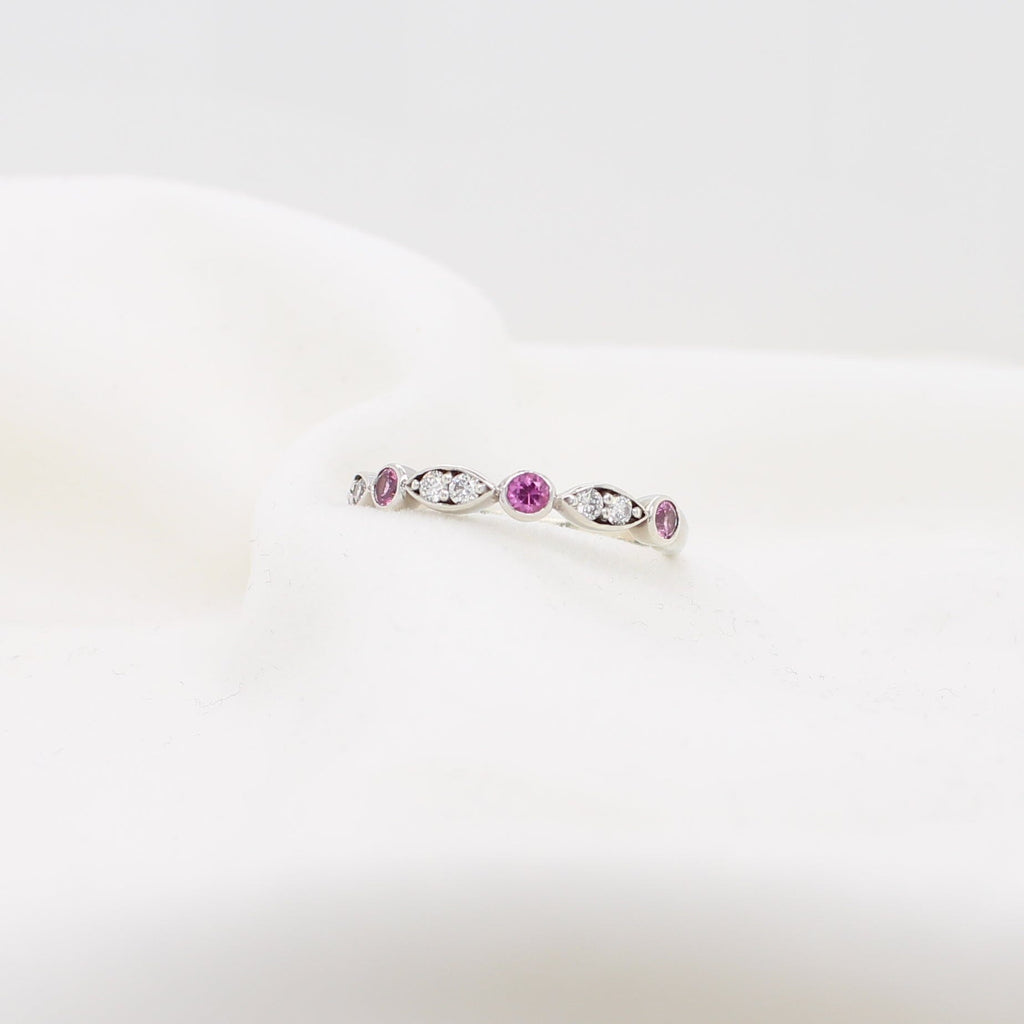 Pink Sapphire and Diamond Ring