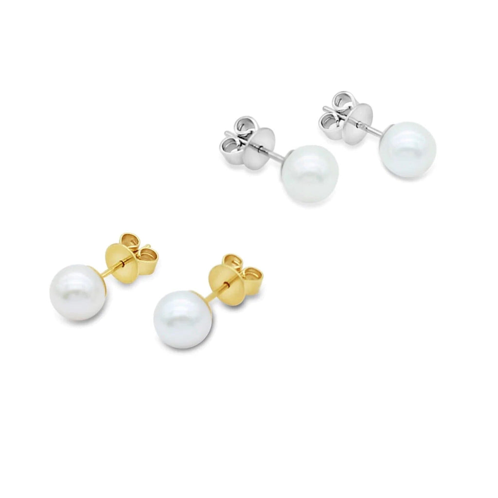 Elevate your style with our classic pearl stud earrings featuring exquisite Akoya pearls from the Abrolhos. Shop now at Latitude Jewellers