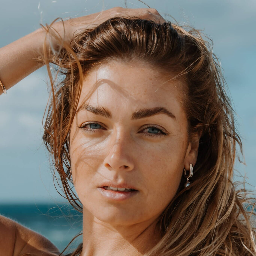 Pia Huggie Earrings with Abrolhos Black Pearls and Diamonds