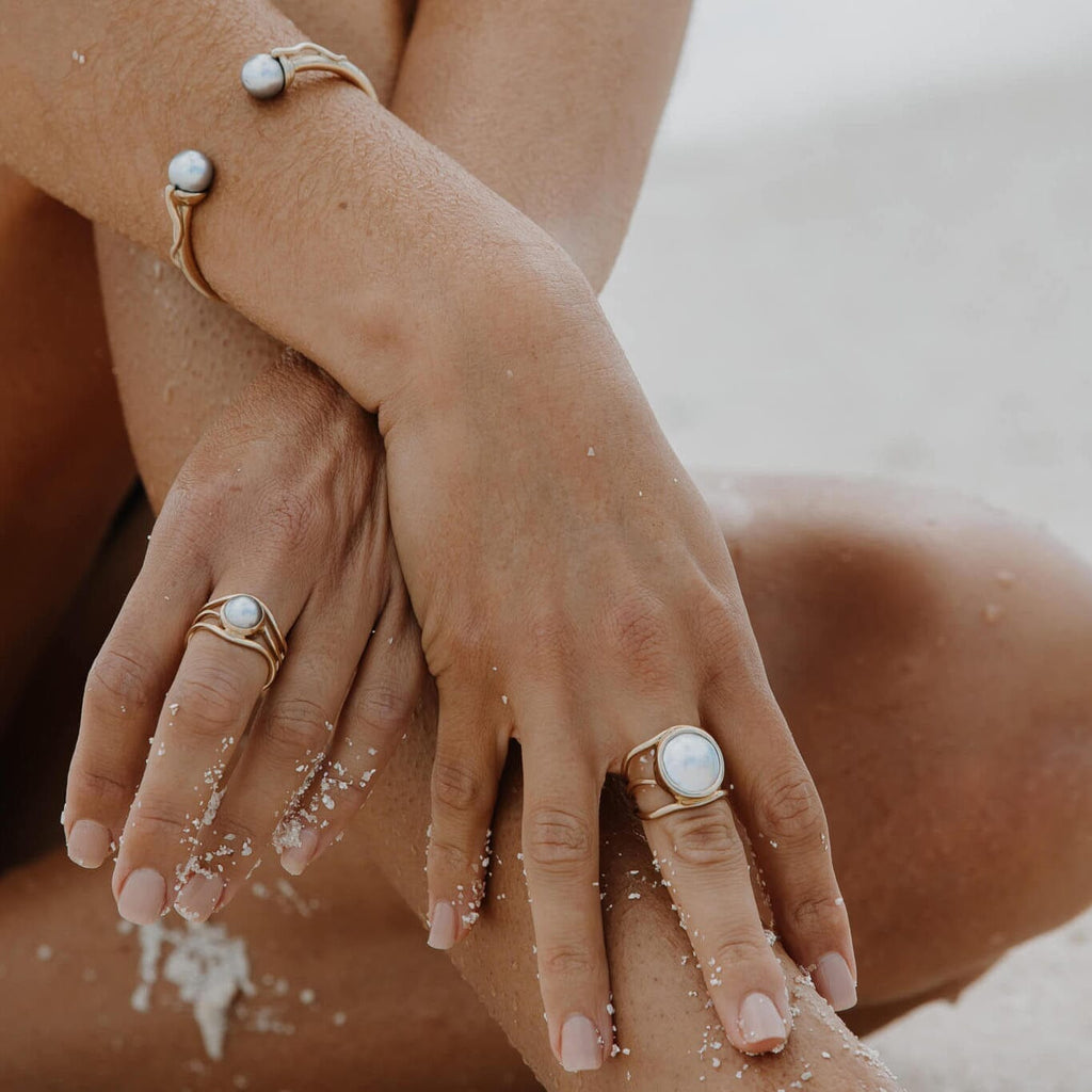 Open Lexi Ring with Abrolhos Mabe Pearl