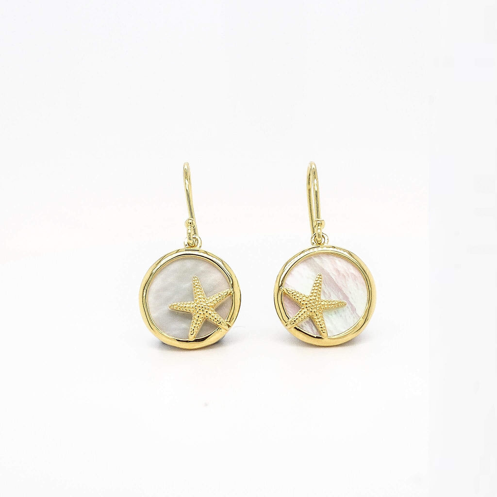 Starfish and Shell Sterling Silver Earrings