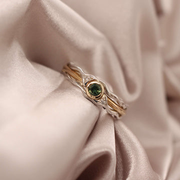 Island Bound Wave ring with Parti Sapphire