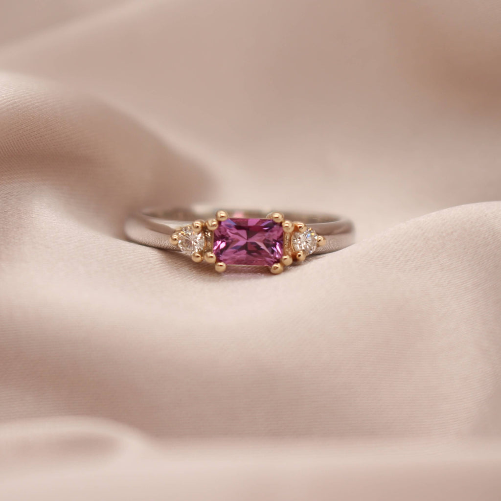 Pink Sapphire and Diamond Ring