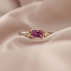 Pink Sapphire and Diamond Ring