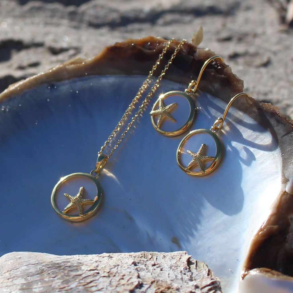 Starfish and Shell Sterling Silver Necklet