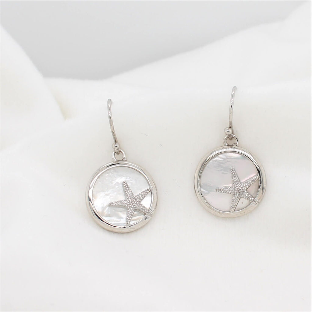 Starfish and Shell Sterling Silver Earrings