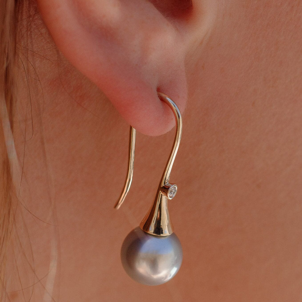 Signature Flute Earrings with Abrolhos Pearls and Diamonds