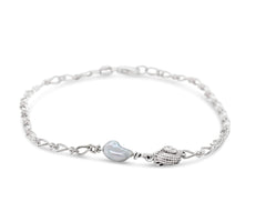 Bracelet with Keshi Pearl and Spiral Shell