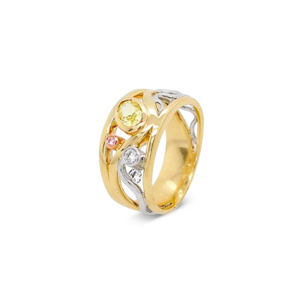 Yellow and Pink Diamond Coterie Ring