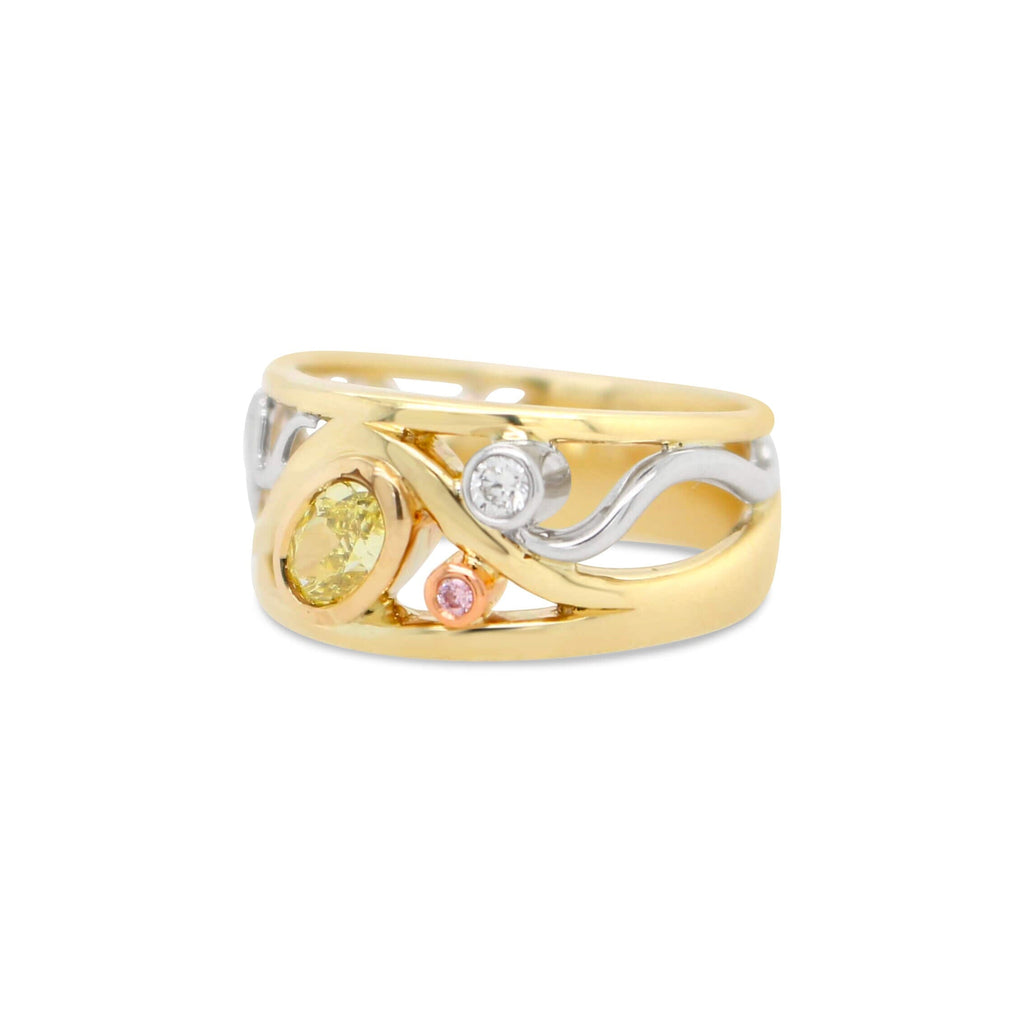 Yellow and Pink Diamond Coterie Ring