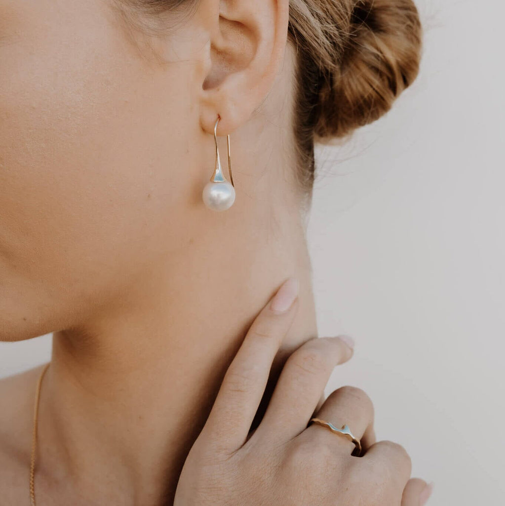 Signature Flute Earrings with South Sea Pearl