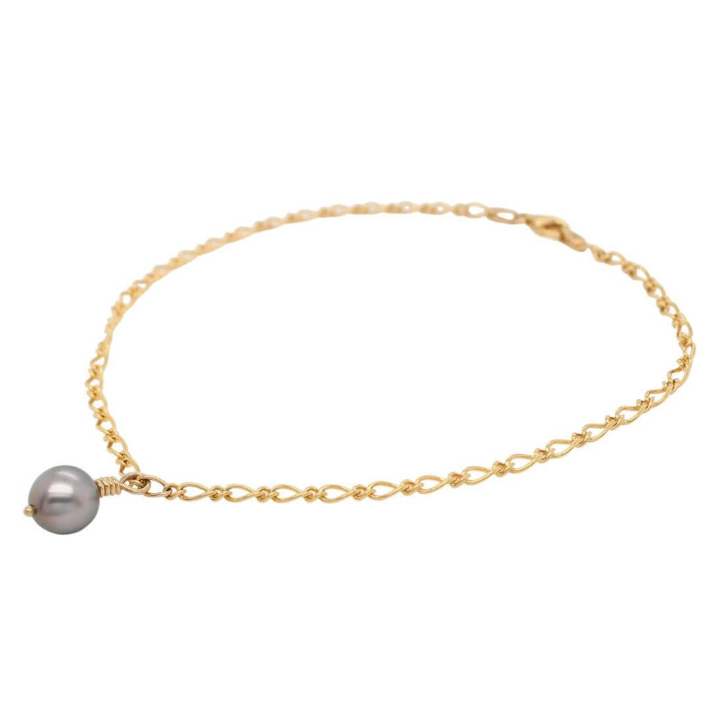 Figaro Anklet with Black Pearl