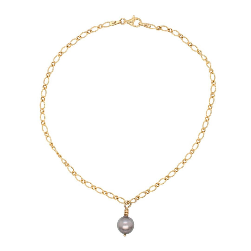 Figaro Anklet with Black Pearl