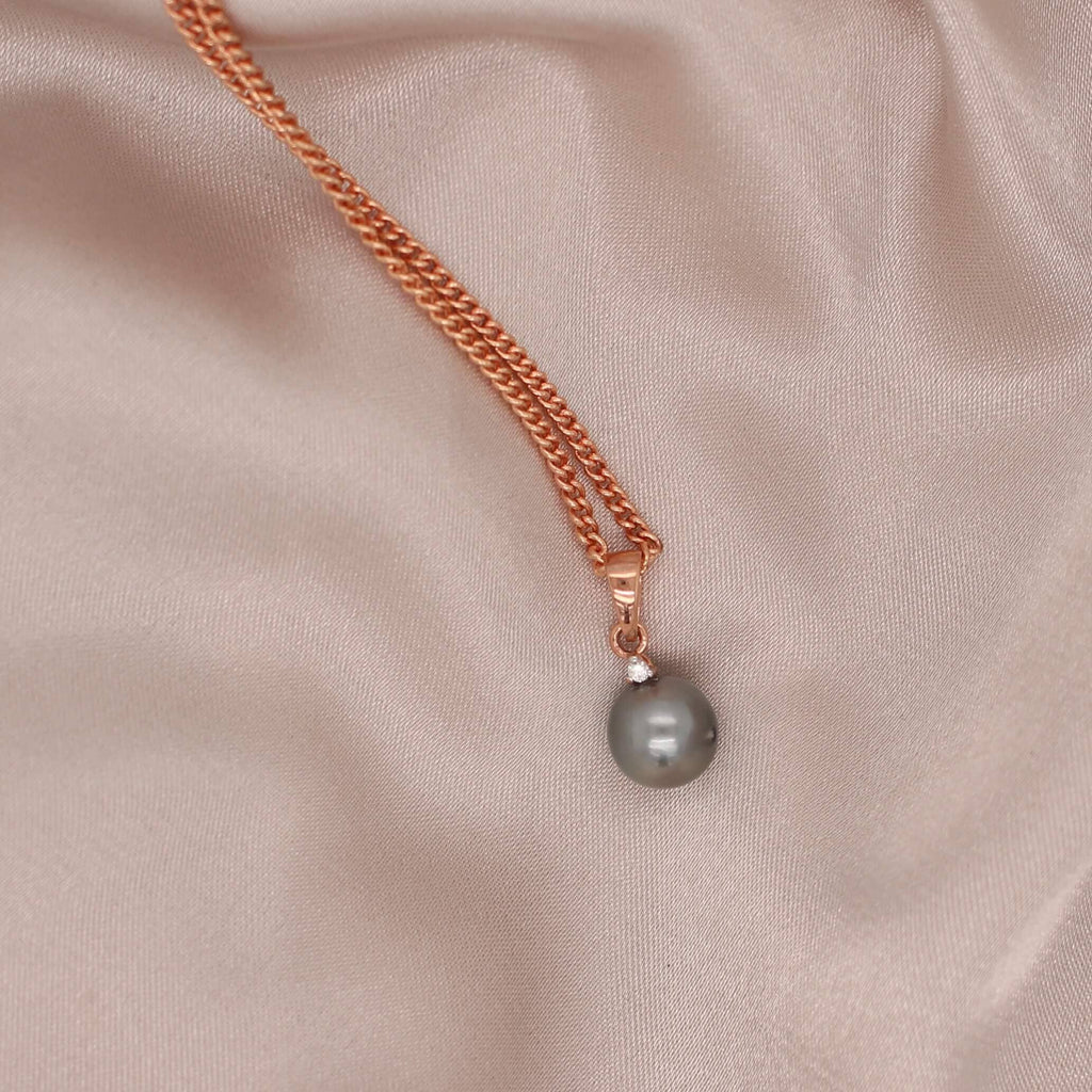 Diamond and Pearl Pendant in Rose Gold