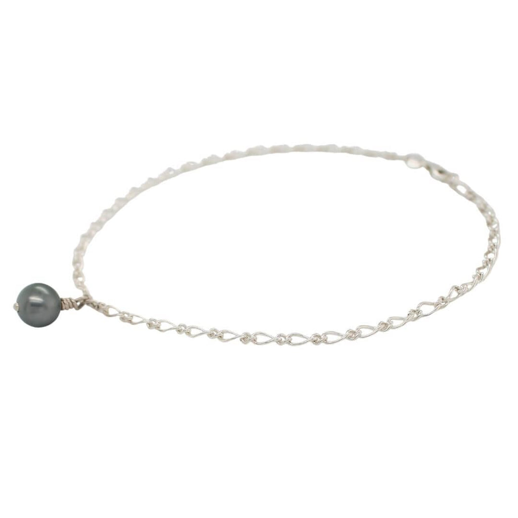 Figaro Anklet with Black Pearl