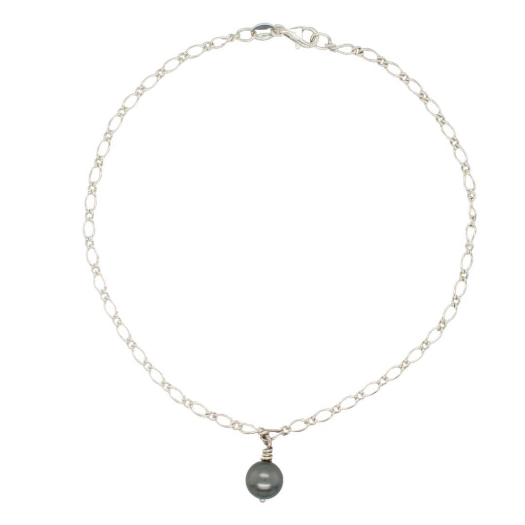 Figaro Anklet with Black Pearl