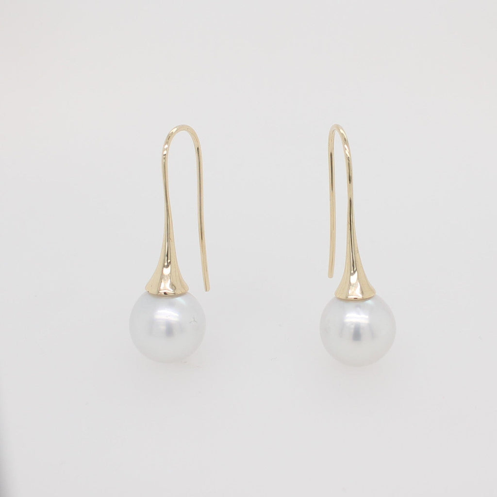 9ct Yellow Gold, South Sea Pearl Trumpet Earrings