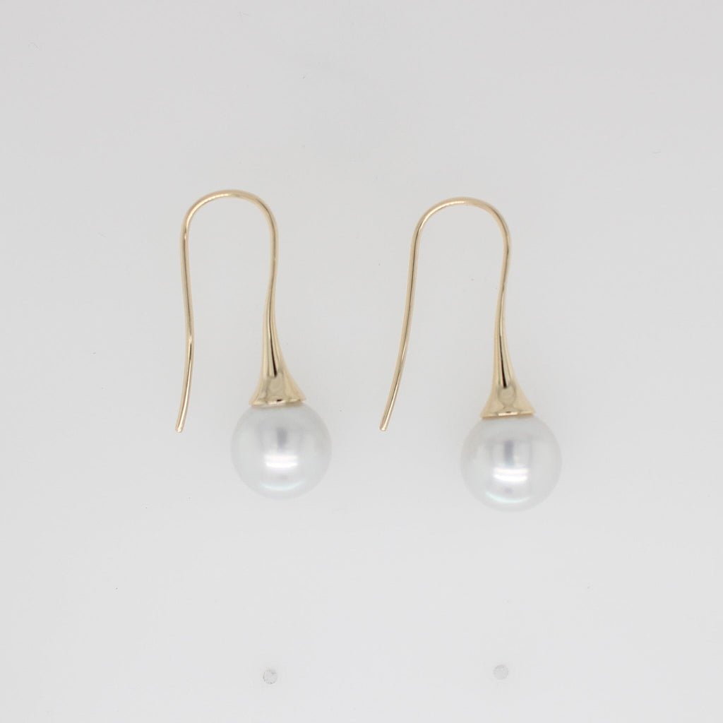 9ct Yellow Gold, South Sea Pearl Trumpet Earrings