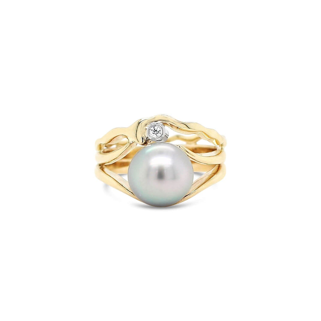 8.5-9 MM Cultured Freshwater Pearl and 3/4 CT TGW White Topaz Halo Ring in  Sterling Silver - CBG001588