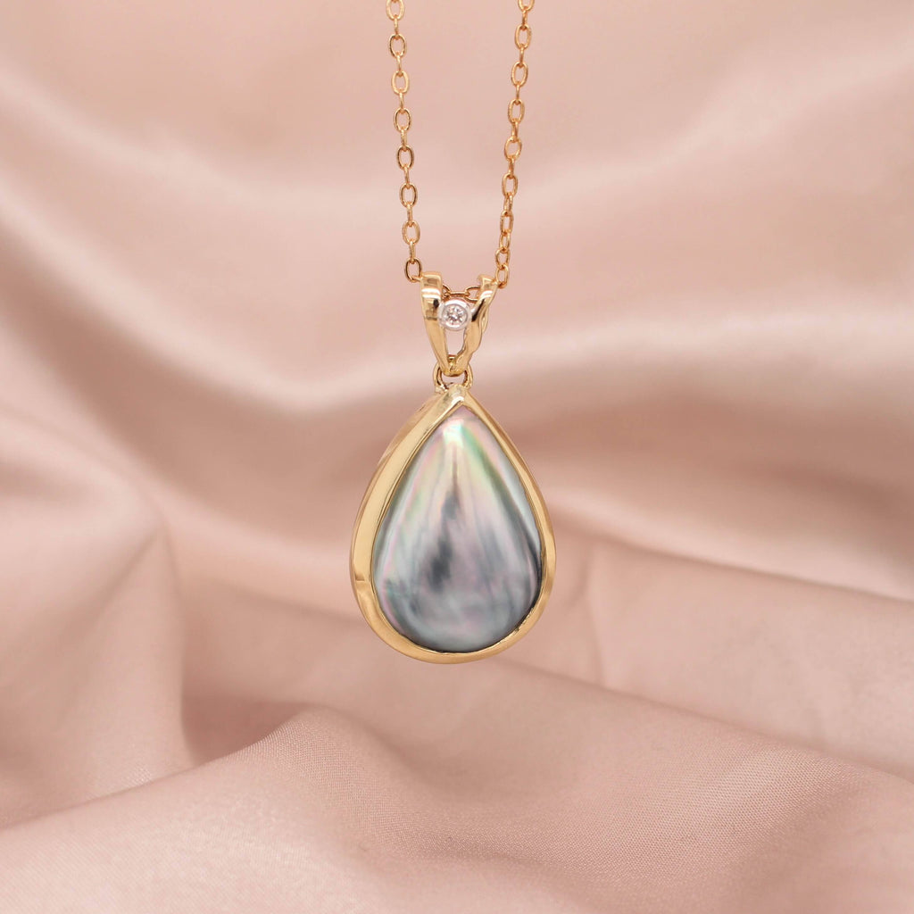 Island Bound Wave Pendant with Pearl and Diamond