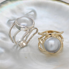Open Lexi Ring with Abrolhos Mabe Pearl