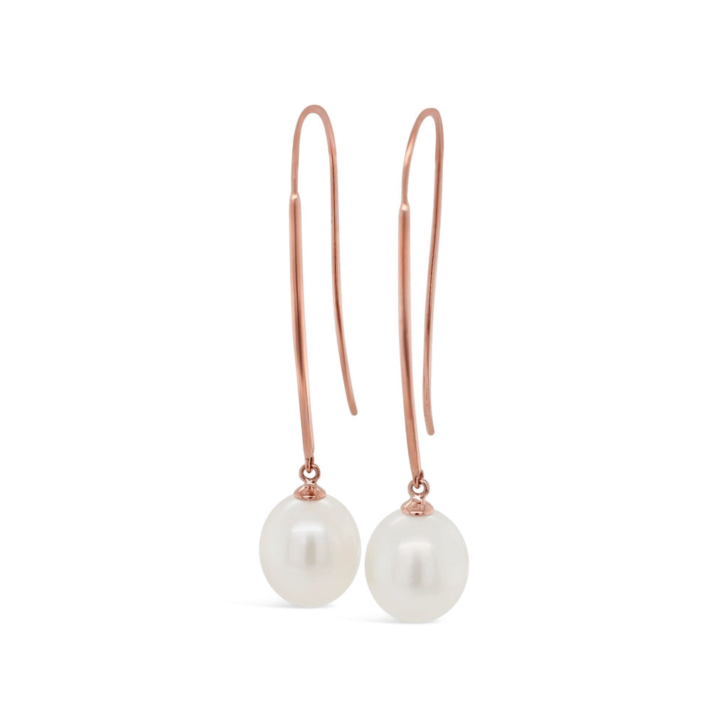 Long Freshwater Pearl Earrings Yellow and Rose Gold and Silver versions