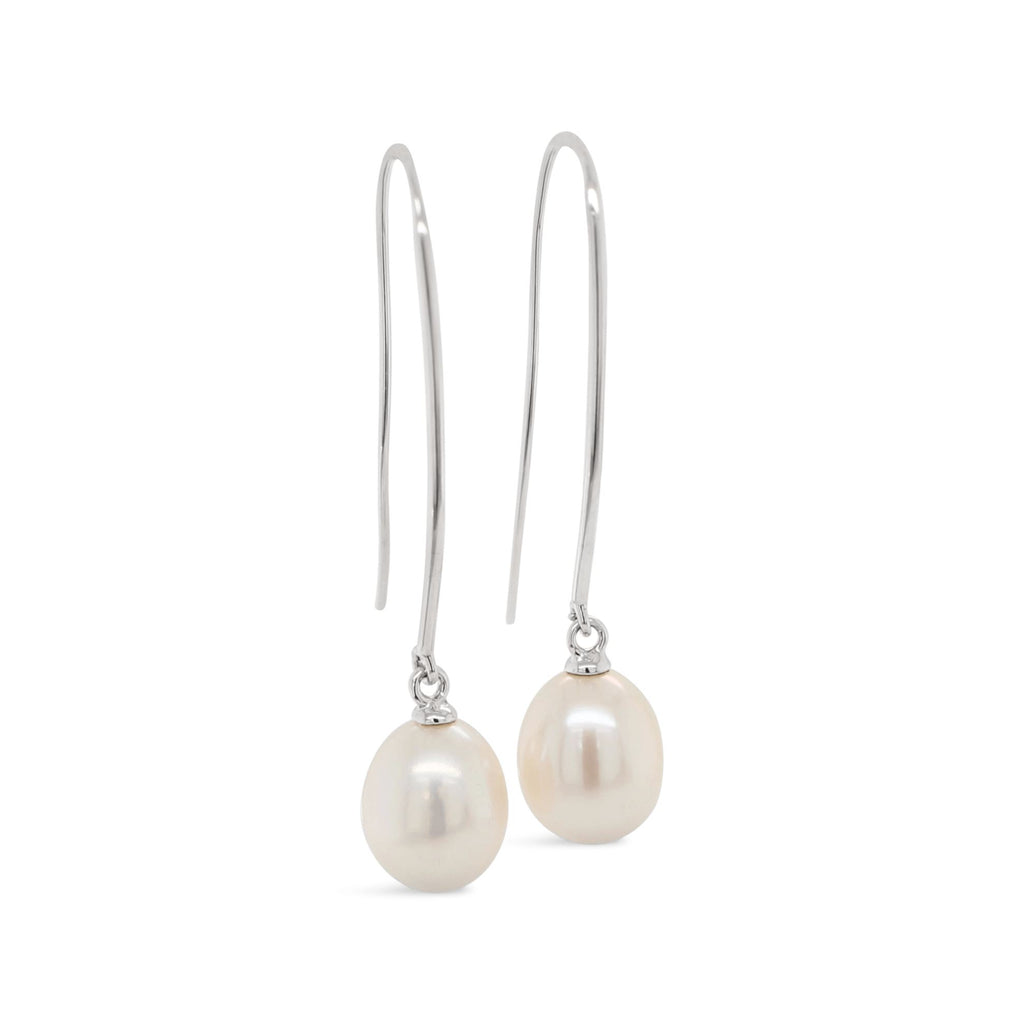 Long Freshwater Pearl Earrings Yellow and Rose Gold and Silver versions